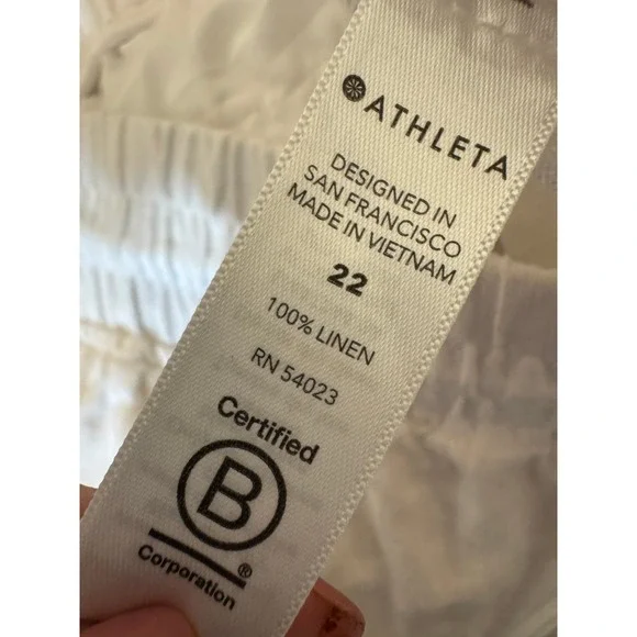 Athleta Cabo Linen Wide Leg Pant White 100% Linen Plus Size 22 Summer Resort - Picture 5 of 6